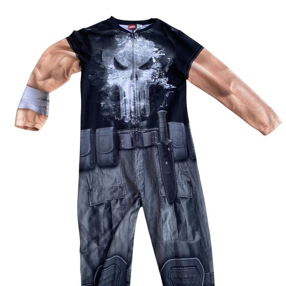 The Punisher Union Suit Pajamas Costume Men’s Size Small One Piece Zip Up Fleece - Picture 7 of 7